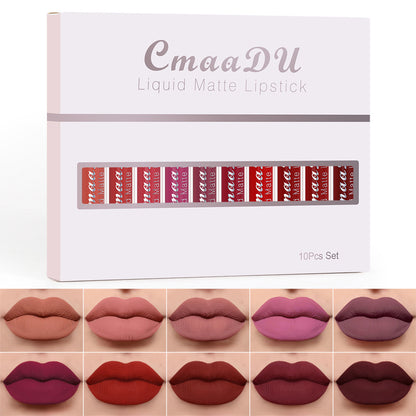💖10Pcs Liquid Matte Matt Lipstick Set, Long Lasting Lipstick 24 hour Waterproof Lip Gloss